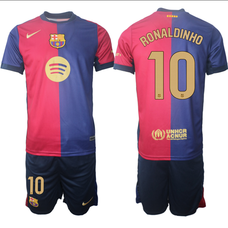 Men 2024-2025 Club Barcelona home Red blue #10 Soccer Jersey